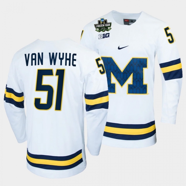 Garrett Van Wyhe Michigan Wolverines 2022 Frozen Four White NCAA Hockey Jersey 51