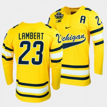 Michigan Wolverines Jimmy Lambert 2022 Frozen Four Maize NCAA Hockey Jersey