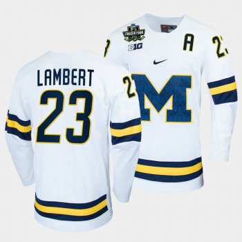 Jimmy Lambert Michigan Wolverines 2022 Frozen Four White NCAA Hockey Jersey 23