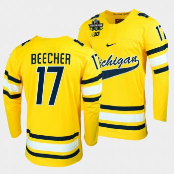 Michigan Wolverines Johnny Beecher 2022 Frozen Four Maize NCAA Hockey Jersey