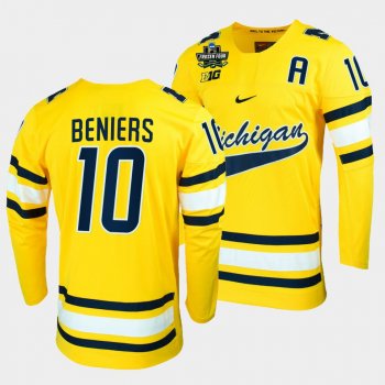 Michigan Wolverines Matty Beniers 2022 Frozen Four Maize NCAA Hockey Jersey