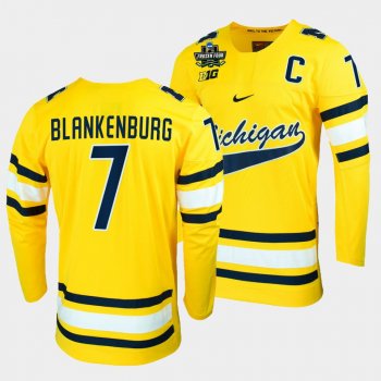 Michigan Wolverines Nick Blankenburg 2022 Frozen Four Maize NCAA Hockey Jersey