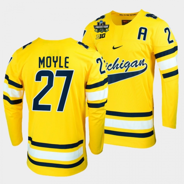 Michigan Wolverines Nolan Moyle 2022 Frozen Four Maize NCAA Hockey Jersey