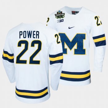 Owen Power Michigan Wolverines 2022 Frozen Four White NCAA Hockey Jersey 22