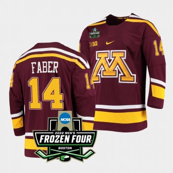 Minnesota Golden Gophers Brock Faber 2022 Frozen Four Maroon Road Jersey