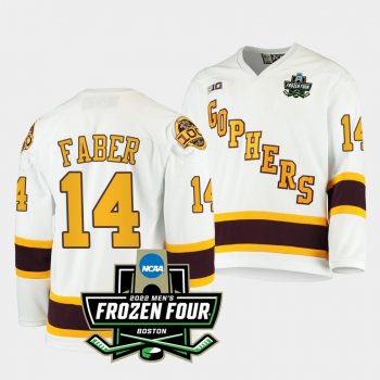 Brock Faber Minnesota Golden Gophers 2022 Frozen Four White Hockey Jersey 14