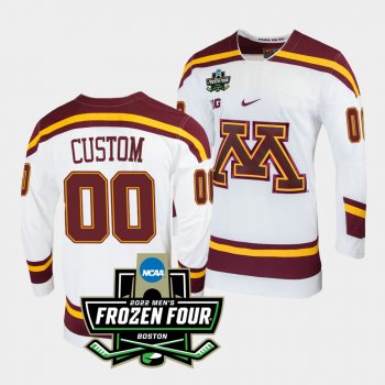 Custom Minnesota Golden Gophers 2022 Frozen Four White Home Jersey 00