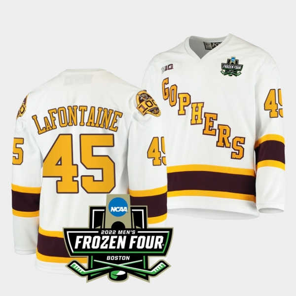 Jack LaFontaine Minnesota Golden Gophers 2022 Frozen Four White Hockey Jersey 45