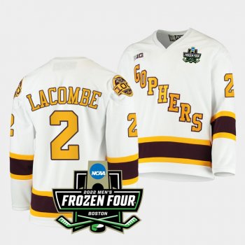 Jackson Lacombe Minnesota Golden Gophers 2022 Frozen Four White Hockey Jersey 2