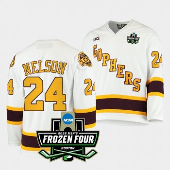 Jaxon Nelson Minnesota Golden Gophers 2022 Frozen Four White Hockey Jersey 24