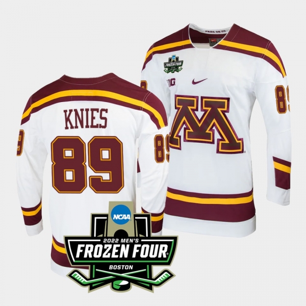 Matthew Knies Minnesota Golden Gophers 2022 Frozen Four White Home Jersey 89