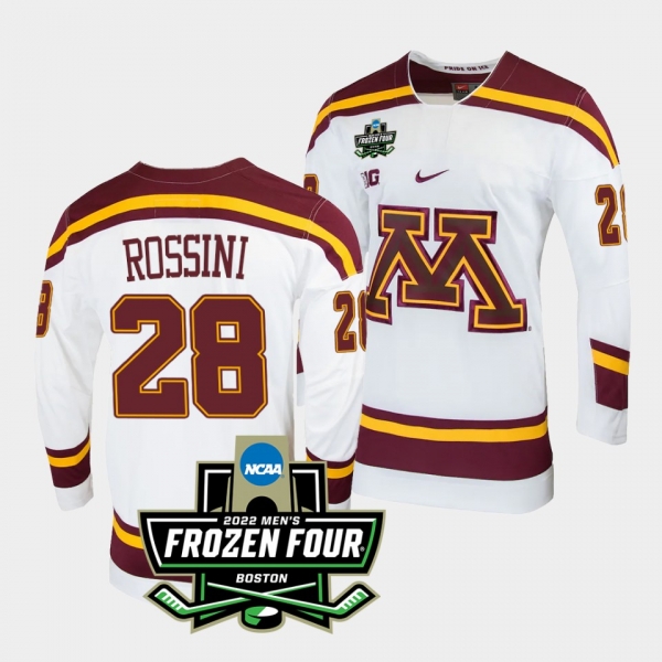 Sam Rossini Minnesota Golden Gophers 2022 Frozen Four White Home Jersey 28