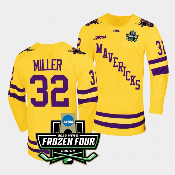 Minnesota State Mavericks Andrew Miller 2022 Frozen Four Championship Gold Hockey Jersey