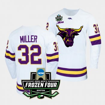 Minnesota State Mavericks Andrew Miller 2022 Frozen Four White Alternate Jersey