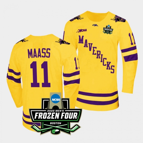 Minnesota State Mavericks Benton Maass 2022 Frozen Four Championship Gold Hockey Jersey