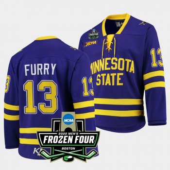 Brendan Furry Minnesota State Mavericks 2022 Frozen Four Purple Hockey Jersey 13