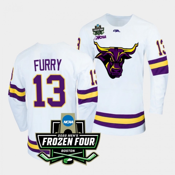 Minnesota State Mavericks Brendan Furry 2022 Frozen Four White Alternate Jersey