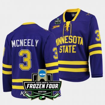 Jack McNeely Minnesota State Mavericks 2022 Frozen Four Purple Hockey Jersey 3