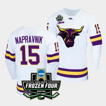 Minnesota State Mavericks Julian Napravnik 2022 Frozen Four White Alternate Jersey