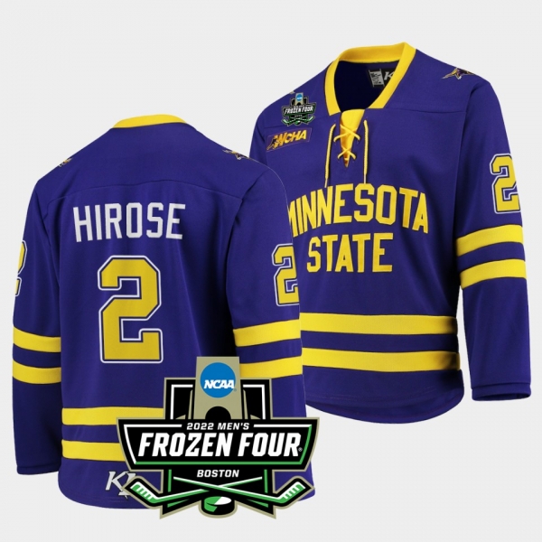 kito Hirose Minnesota State Mavericks 2022 Frozen Four Purple Hockey Jersey 2