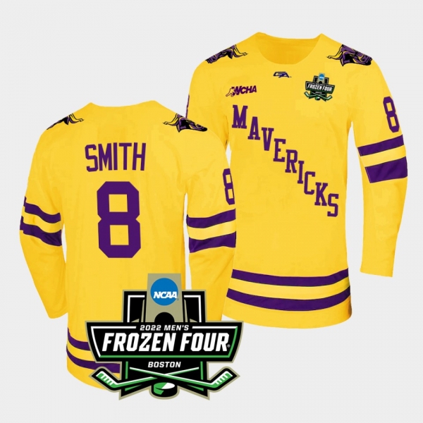 Minnesota State Mavericks Nathan Smith 2022 Frozen Four Championship Gold Hockey Jersey