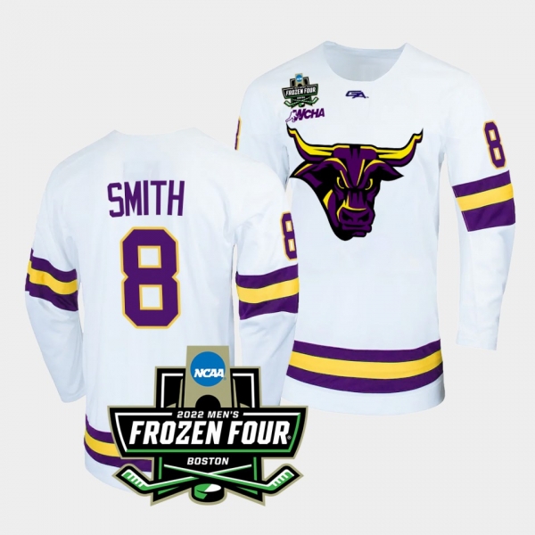 Minnesota State Mavericks Nathan Smith 2022 Frozen Four White Alternate Jersey