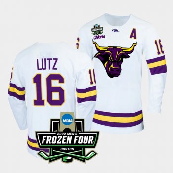 Minnesota State Mavericks Reggie Lutz 2022 Frozen Four White Alternate Jersey