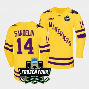 Minnesota State Mavericks Ryan Sandelin 2022 Frozen Four Championship Gold Hockey Jersey