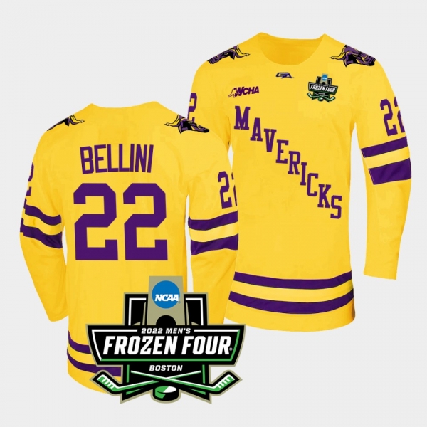 Minnesota State Mavericks Steven Bellini 2022 Frozen Four Championship Gold Hockey Jersey