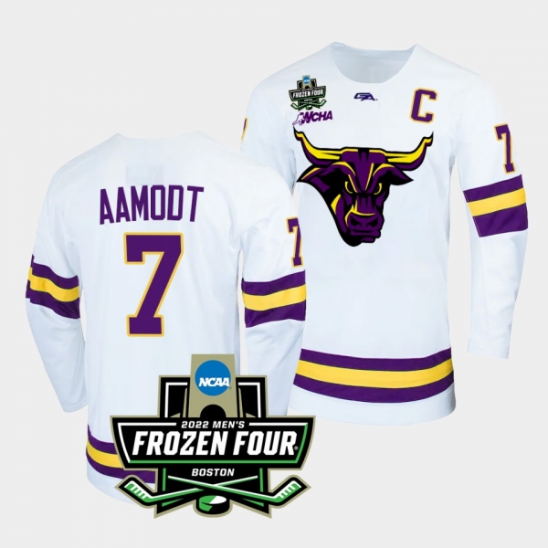 Minnesota State Mavericks Wyatt Aamodt 2022 Frozen Four White Alternate Jersey