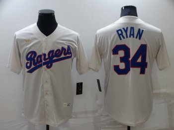 Men's Texas Rangers #34 Nolan Ryan Cream Cooperstown Collection Cool Base Stitched Nike Jersey