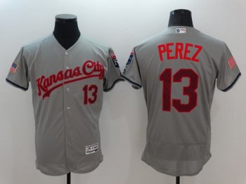 Men Kansas City Royals 13 Perez Grey Elite 2022 MLB Jersey