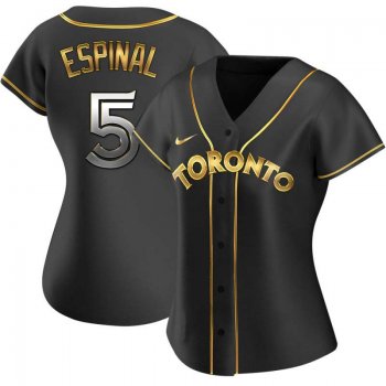 Women's Replica Santiago Espinal Toronto Blue Jays Black Golden Alternate Jersey