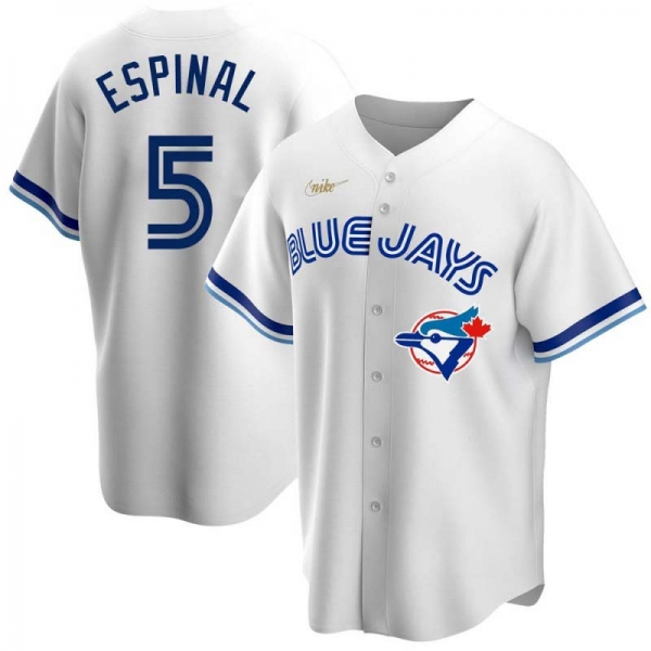 Replica Santiago Espinal Men's Toronto Blue Jays White Home Cooperstown Collection Jersey