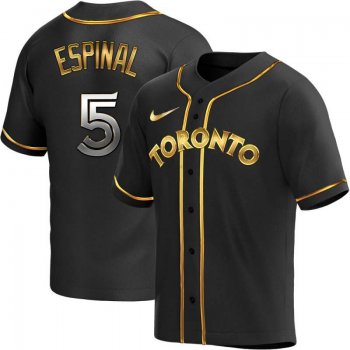 Replica Santiago Espinal Men's Toronto Blue Jays Black Golden Alternate Jersey