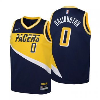 Youth Indiana Pacers Tyrese Haliburton #0 75th Anniversary Navy Jersey City