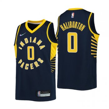 Youth Indiana Pacers Tyrese Haliburton #0 75th Anniversary Navy Jersey Icon