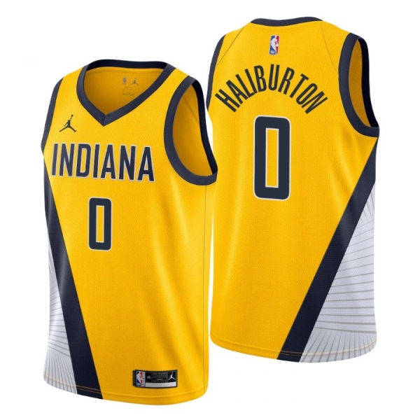 Indiana Pacers Statement Edition Tyrese Haliburton #0 Gold Swingman Jersey