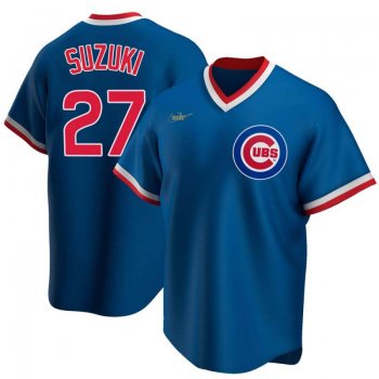 Seiya Suzuki Men's Chicago Cubs Road Cooperstown Collection Jersey - Royal Replica