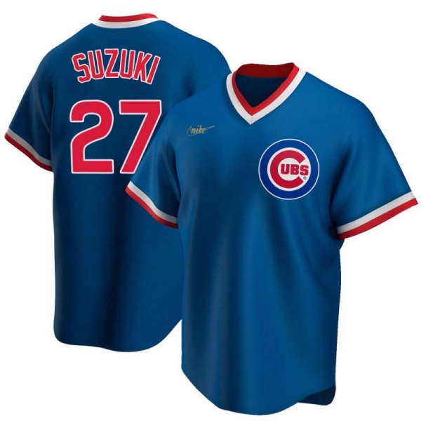 Seiya Suzuki Men's Chicago Cubs Road Cooperstown Collection Jersey - Royal Replica