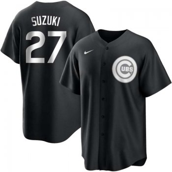 Seiya Suzuki Men's Chicago Cubs Jersey - Black/White Replica