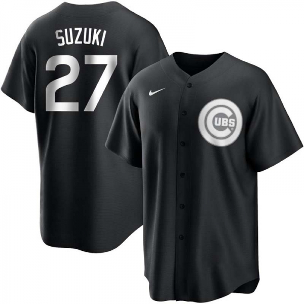 Seiya Suzuki Men's Chicago Cubs Jersey - Black/White Replica