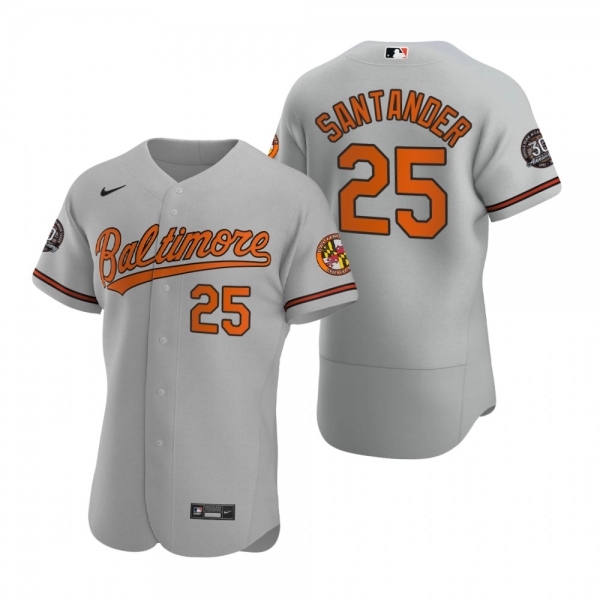 Men's Baltimore Orioles Anthony Santander Nike Gray 30th Anniversary Authentic Jersey