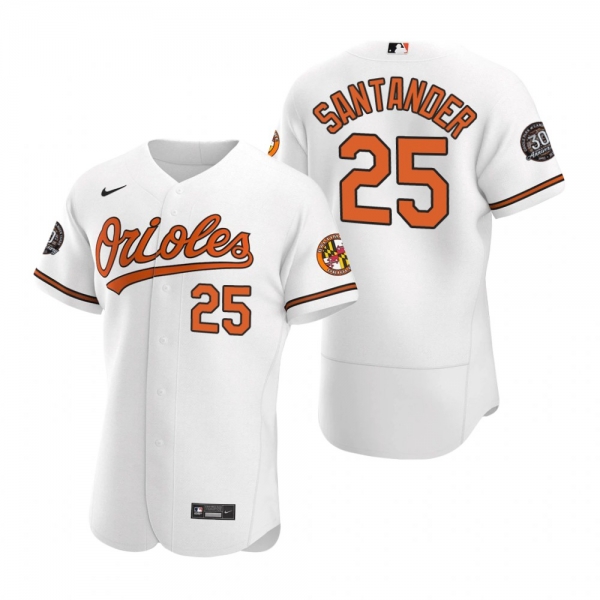 Men's Baltimore Orioles Anthony Santander Nike White 30th Anniversary Authentic Jersey