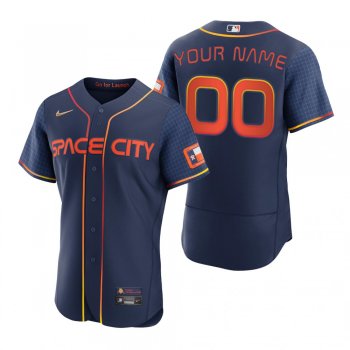 Men's Houston Astros Custom Navy 2022 City Connect Authentic Jersey