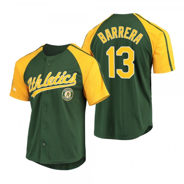 Oakland Athletics Luis Barrera Green Replica Button-Down Raglan Jersey