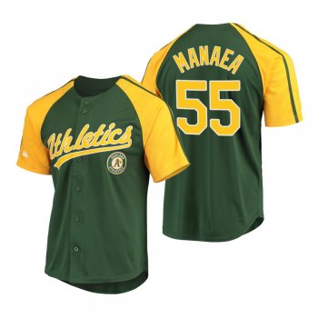 Oakland Athletics Sean Manaea Green Replica Button-Down Raglan Jersey