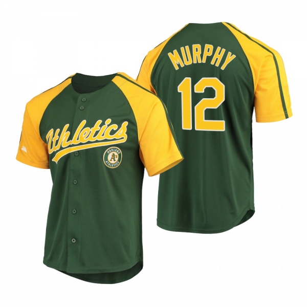 Oakland Athletics Sean Murphy Green Replica Button-Down Raglan Jersey