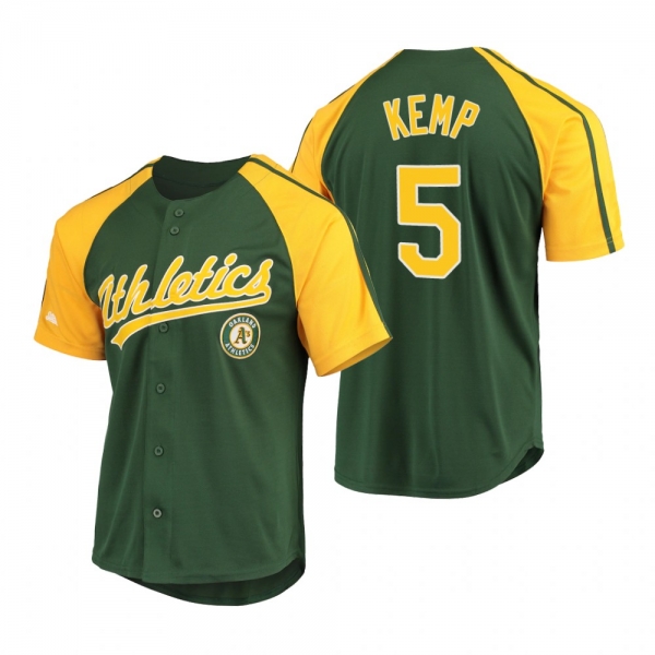 Oakland Athletics Tony Kemp Green Replica Button-Down Raglan Jersey