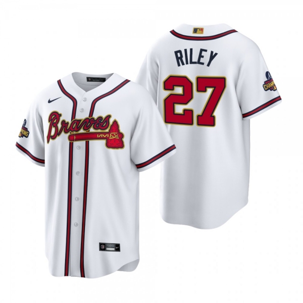 Austin Riley Atlanta Braves White 2022 Gold Program Replica Jersey